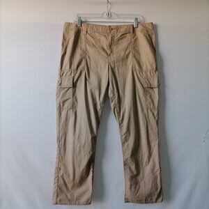 Tommy Hilfiger Womens Beige Mid Rise Flat Front Straight Leg Cargo Pant Size 14